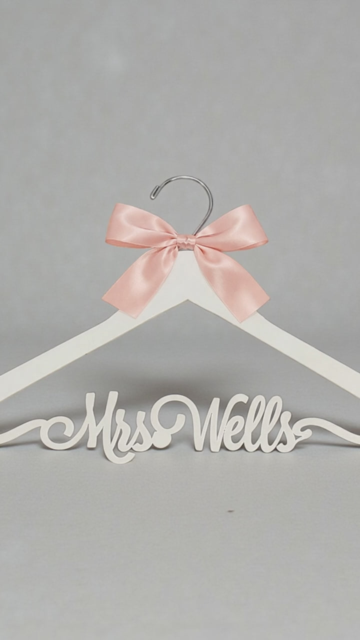 Custom Personalized Wood Wedding Hanger Custom Swirl Ornate Name Wedding Dress Bride Keepsake