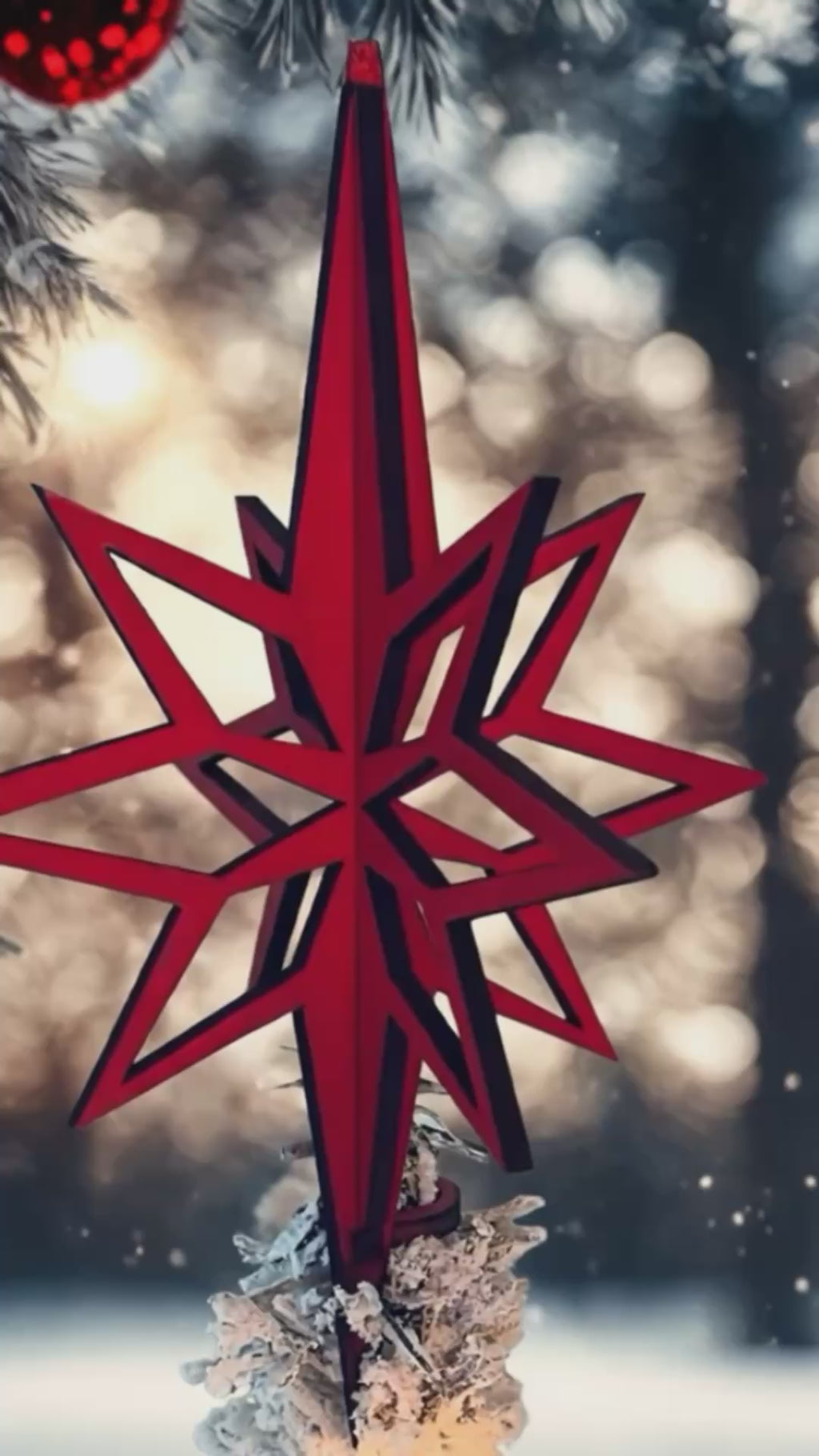 3D Wooden Christmas Star Laser Cut Tree Topper $23-$40 Red Gold Silver Natural