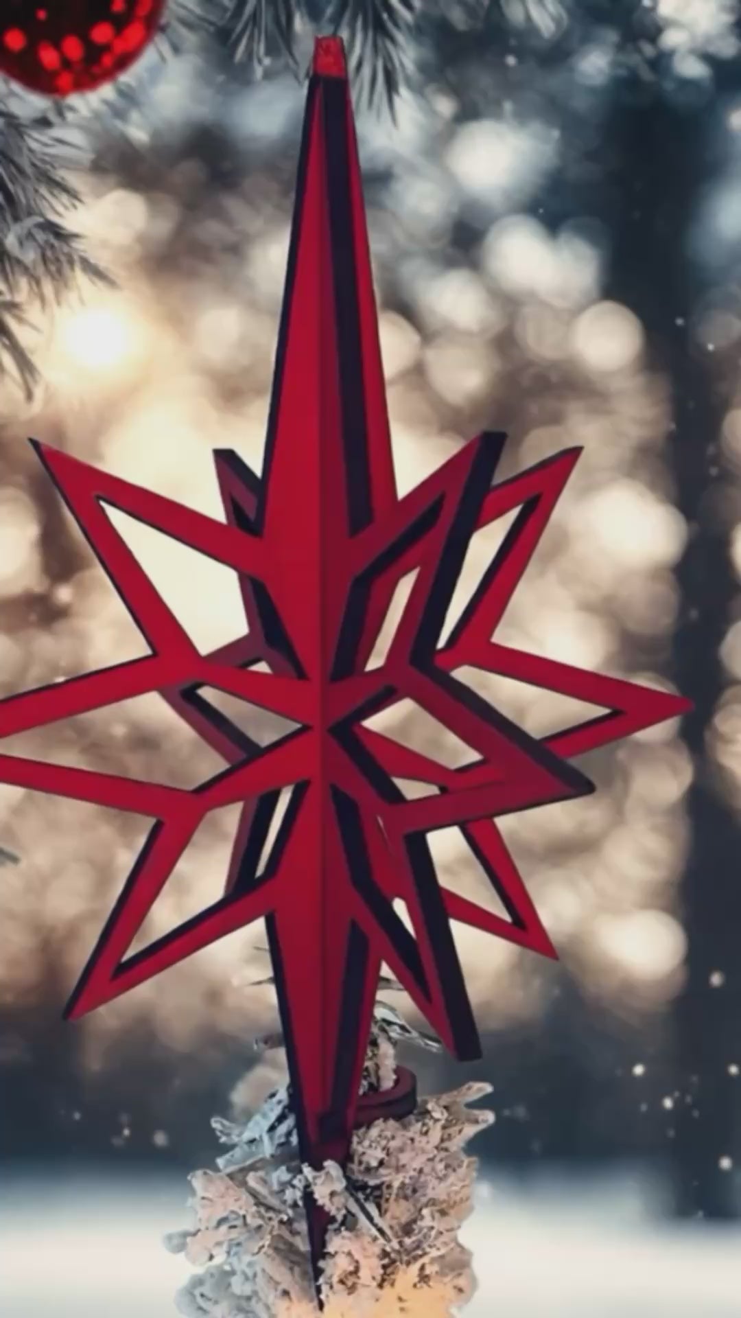 3D Wooden Christmas Star Laser Cut Tree Topper $23-$40 Red Gold Silver Natural