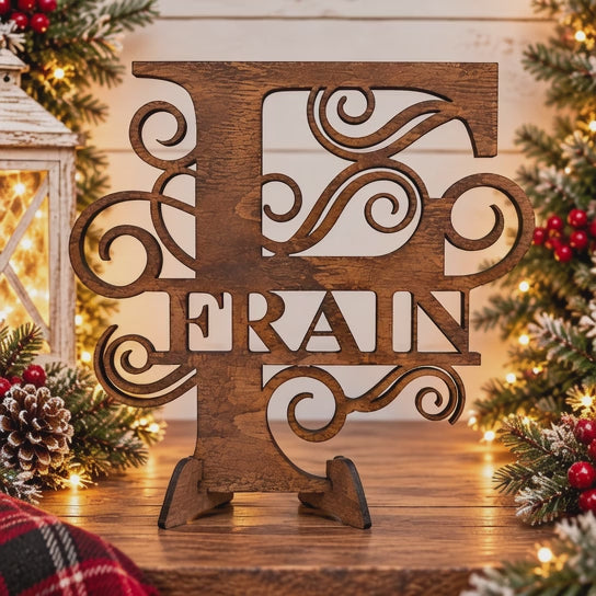 Personalized Split Monogram Decorative Wood Sign